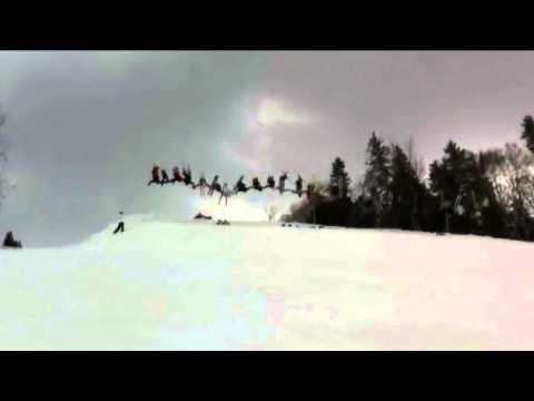 30 Skiers Backflip Holding Hands