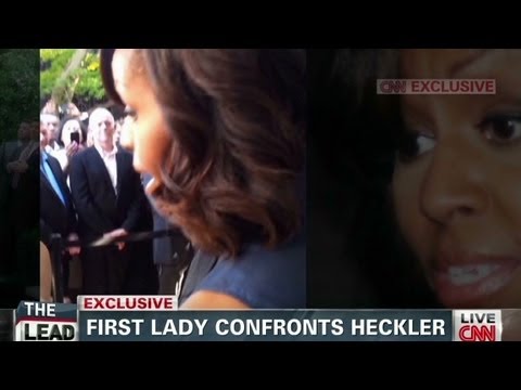 Michelle Obama confronts heckler