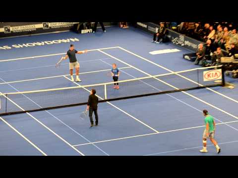 Rafael Nadal and Ben Stiller play vs Juan Martin del Potro and a little girl